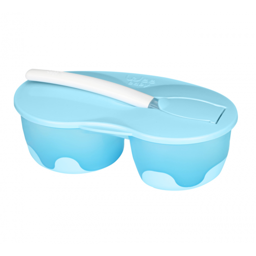 Wee Baby Double Section Feeding Bowl Set, Blue