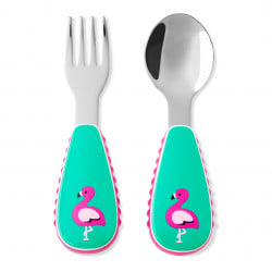 Skip Hop Toddler Utensils, Fork and Spoon Set, Flamingo