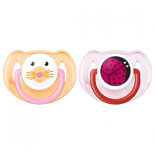 Philips Avent Animal Soother Twin Pack 6-18m, Pink&Red