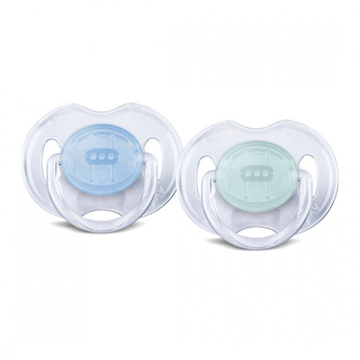 Philips Avent Transparent Classic pacifier 0-6 m, Blue&Green
