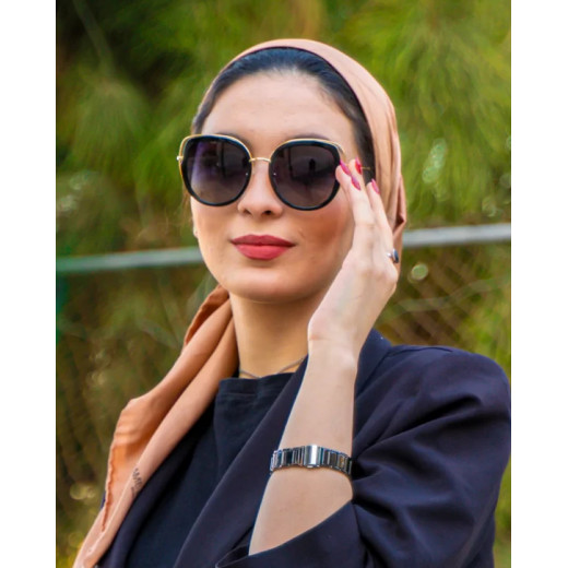 نظارات شمسية للنساء, موديل ديلايت, باللون الأسود والذهبي من ار كيو