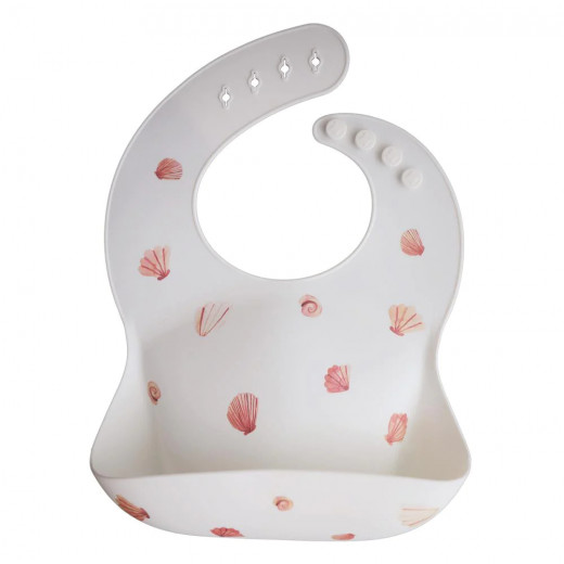 Mushie Silicone Baby Bib, Light Shell Design, Off-white Color