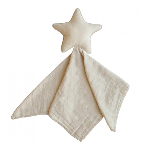 Mushie Security Cotton Baby Blanket, Star Design, White Color