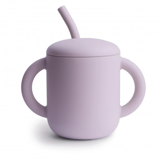 Mushie Silicone Training Cup with Straw, Lilac Color