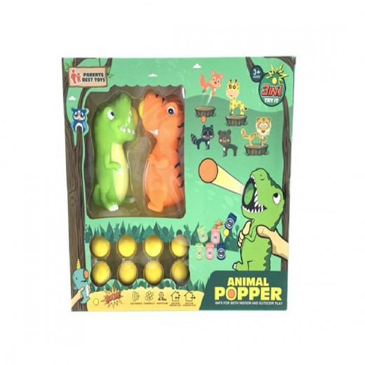 Dinosaur Popper Toy with Foam Balls, Orange & Green
