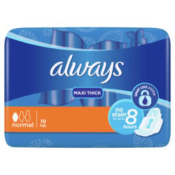 Always Normal Thick Sanitary Pads, 10 Pieces