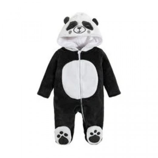 Cool Club Long Sleeves Hooded  Bodysuit, Panda Design