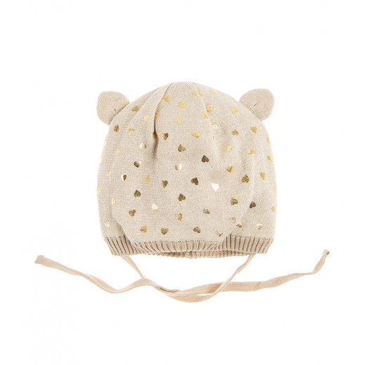 Cool Club Kids Winter Hat With Stars Print, Beige Color