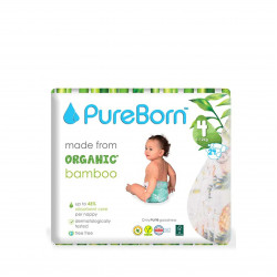 Pure Born Organic Nappies Single Pack, Tropic Design, Size 4, 7-12 Kg, 24 Pieces