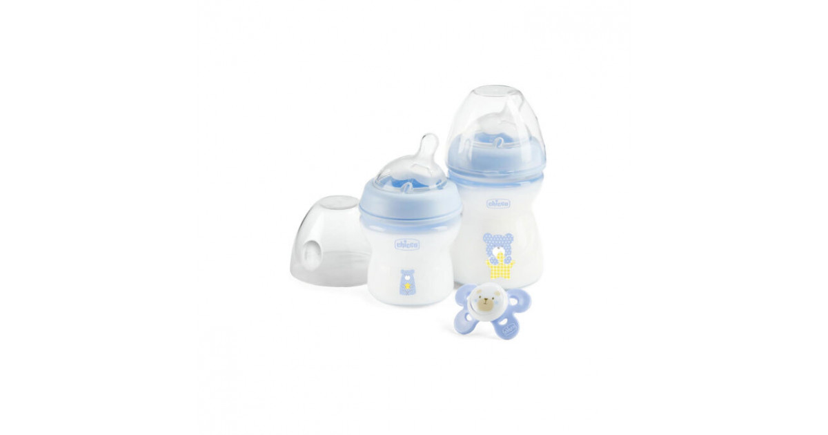 Chicco NaturalFeeling Anti-Colic and Pacifier Set, 0 Months, 150 ml, Soft  and Double Silicone, Anti-Colic Valve, Natural Feeding and Mixed