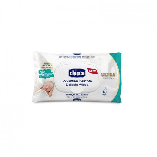 Chicco Baby Moments Cleaning Cotton Wipes, 60 Pieces