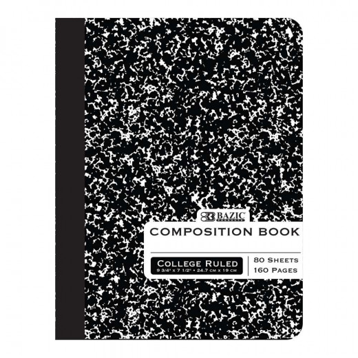 Composition Book Black Marble C/R 80 Ct.