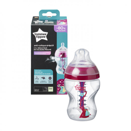 Tommee Tippee Advanced Anti Colic Decorated Bottle with Heat Sensing Tube, 260 ml, Girl