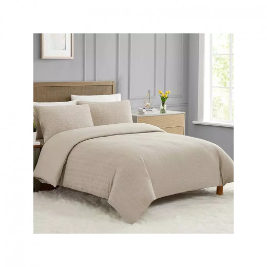 Nova Home "Simply" Crinkled Comforter Set, Sand Color, Size Queen, 4 Pieses