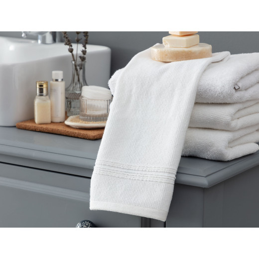 Madame Coco Stripe Armure Hand Towel, White Color