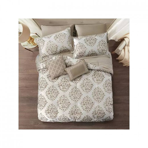 Nova Home "Montebello" Jacquard Comforter Set, Gold Color - King/Super King - 8 Pcs