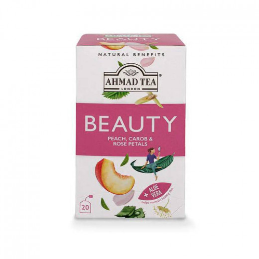 Ahmad Tea Beauty , Peach , Carob , Rose Petals, 20 Bags
