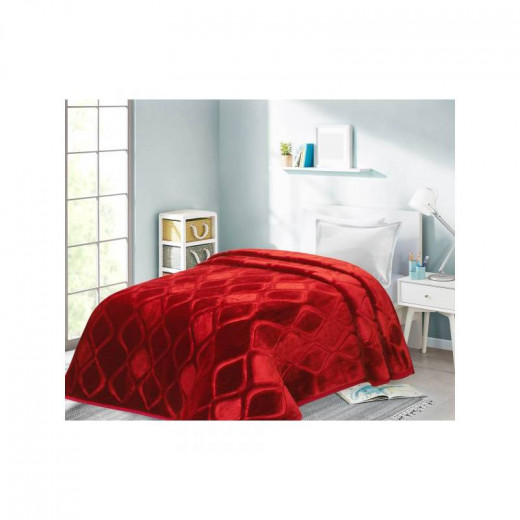 ARMN Cuddly Engraved Single Blanket, Red Color, 160*240