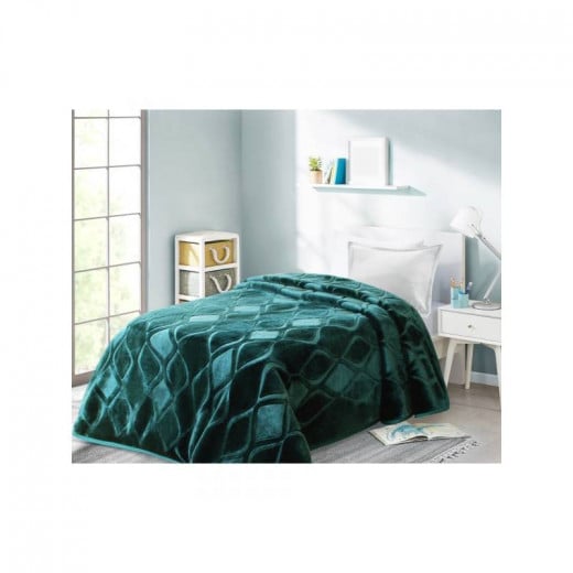 ARMN Cuddly Engraved Single Blanket, Green Color, 160*240