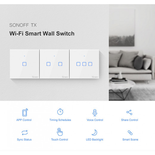 Sonoff T1eu1c Smart Wifi Touch Switch, 1-Gang