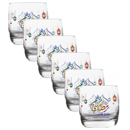Drinking Glasses Ramadan Kareem Design, 325ml, 6 Pieces