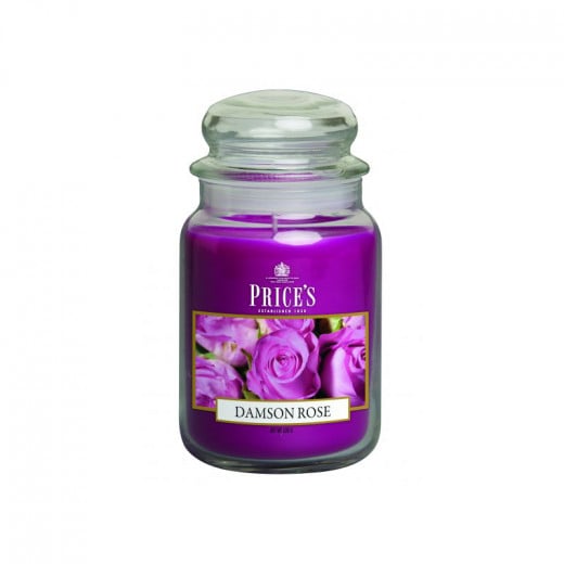 Price's Large Scented Candle Jar With Lid, Damson Rose