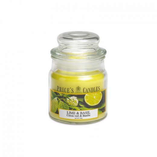 Price's Medium Scented Candle Jar With Lid, Lime & Basil