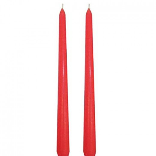 Price's Venetian Dinner Candles, Red Color, 2 Pieces