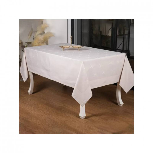 Nova Home Rana Table Cloth, Poly Cotton, Light  Beige Color, 160*270 Cm