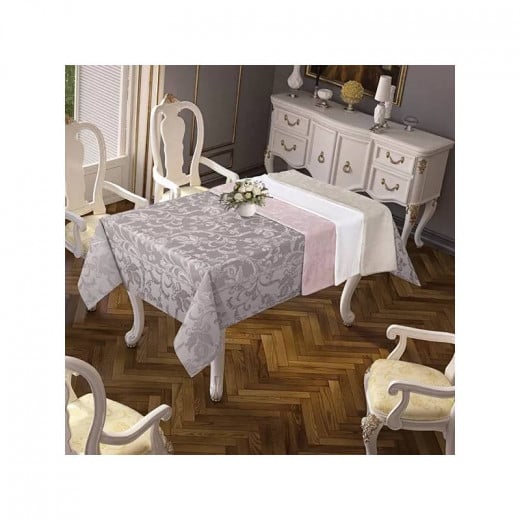 Nova Home Sketched Table Cloth, Poly Cotton, Grey Color, 160*320 Cm