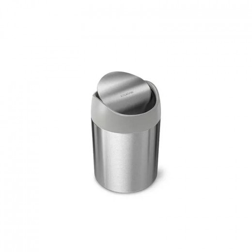 Simplehuman TableTop Trash Bin - Stainless Steel - Brushed With Grey Trim, 1.5 Liter