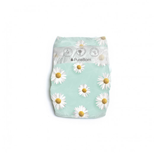 Pure Born Organic Nappies Single Pack, Daisy Design, Size 3, 5.5-8 Kg, 28 Pieces