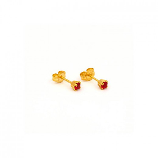 Studex Gold Plated Heartlite Jul Ruby, 3 Mm For Kids