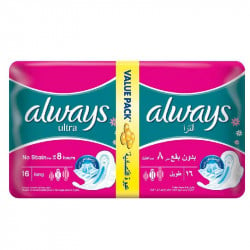 Always Ultra Thin Long Sanitary Pads, 16 Pieces
