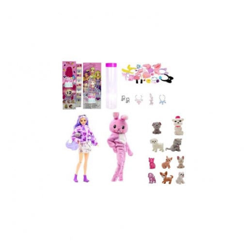 Cute Barbie Doll With 1 Set Of Animal Plush Fashion Clothes, Pink Rabbit
