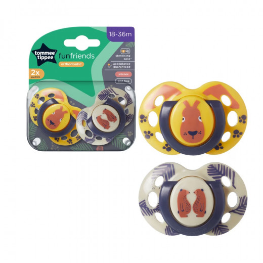 Tommee Tippee Fun Style Soothers, Symmetrical Orthodontic Design, 6-18m, 2 Pieces