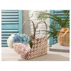 English Home Royal Stripe Basket, Gray & Red Color, 33X14X22CM