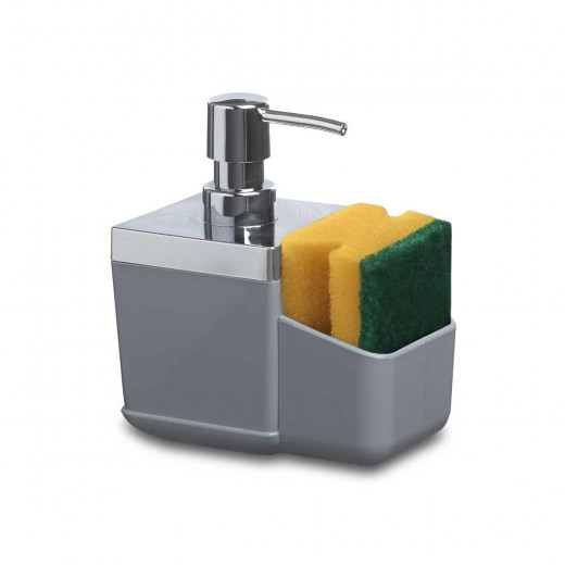 Primanova Toskana Kitchen Liquid Soap Dispenser & Sponge Cup, Grey Color