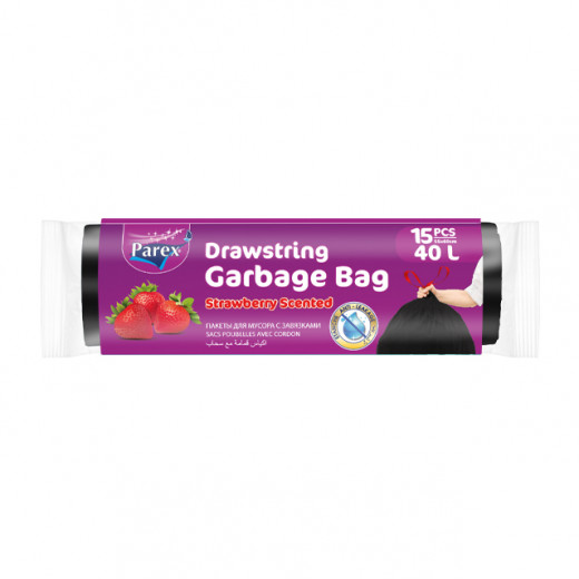 Parex Garbage Bags Strawberry Scented, 15 Pieces