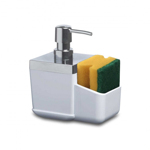 Primanova Toskana Kitchen Liquid Soap Dispenser & Sponge Cup, White Color