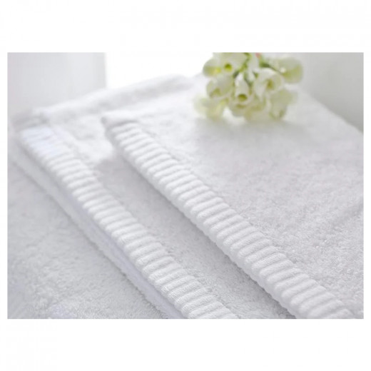 English Home Leafy Bamboo Face Towel, White Color, 50*90 Cm