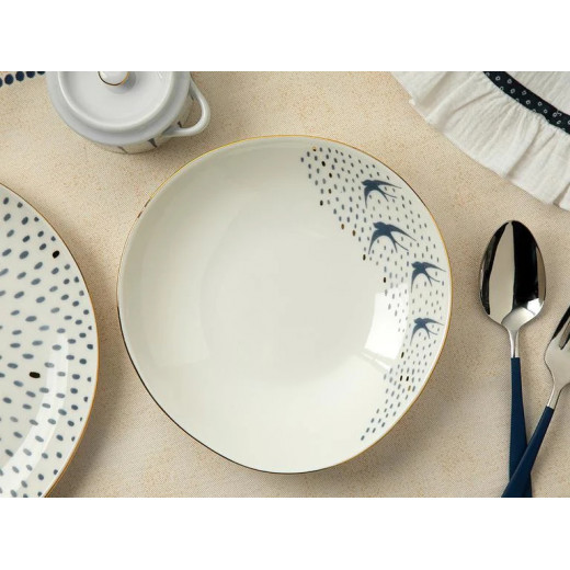 English Home Navy Mare Porcelain Deep Dinner Plate 20 Cm Blue-White