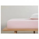 English Home Plain Cotton Double Fitted Elastic Bed Sheet, Pink Color,160*200 Cm