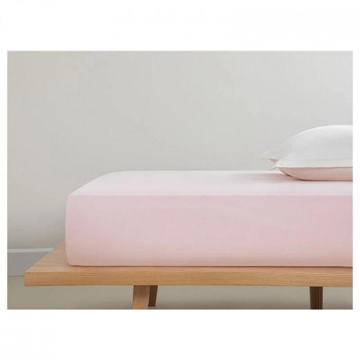 English Home Plain Cotton Super King Fitted Elastic Bed Sheet, Pink Color, 200*200 Cm