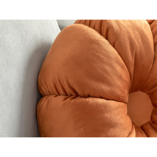 English Home Daisy Velvet Decorative Cushion, Orange Color, 40 Cm