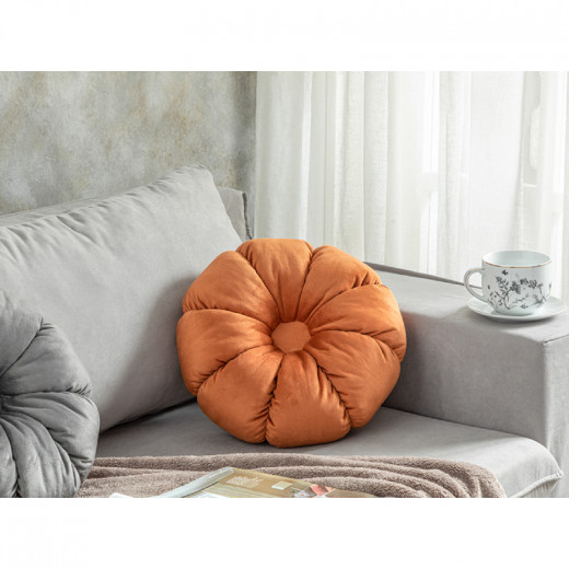 English Home Daisy Velvet Decorative Cushion, Orange Color, 40 Cm