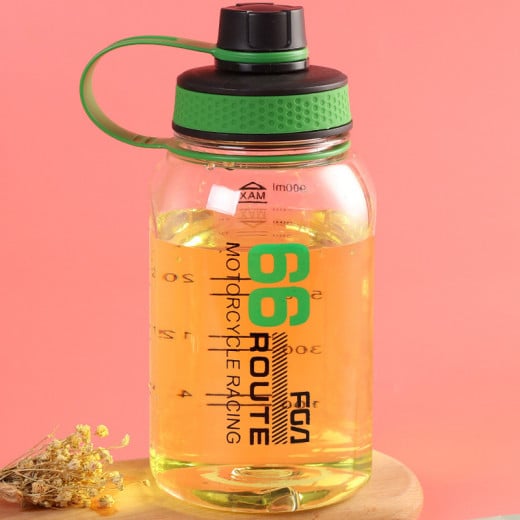 Water Bottle Transparent Green Led, 900 Ml