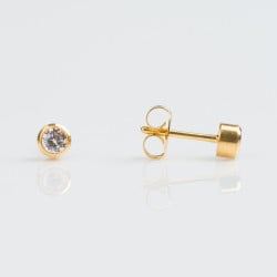 Studex Tiny Tips Gold Plated Bezel Cubic Zirconia Stud Earring, 3mm