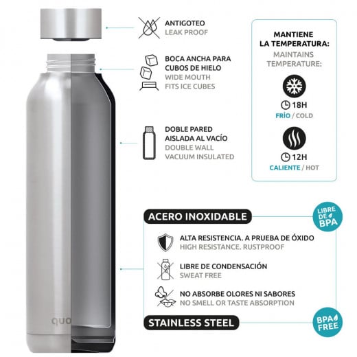 Quokka Stainless Steel Bottle With Strap, Maps Design, 330 Ml