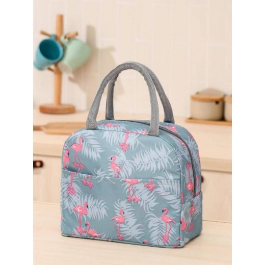 Lunch Bag Insulated Cooler Bag, Flamingo Blue Design